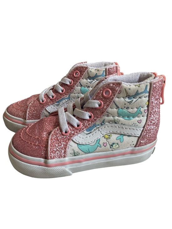 Vans Other - Vans Sk8-Hi Zip Sneakers Toddler Size: 5 Glitter Pink with Whale Print